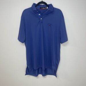 Ralph Lauren RLX Shirt Men Large Blue‎ Polo Solid Bellagio Classic Fit Golf